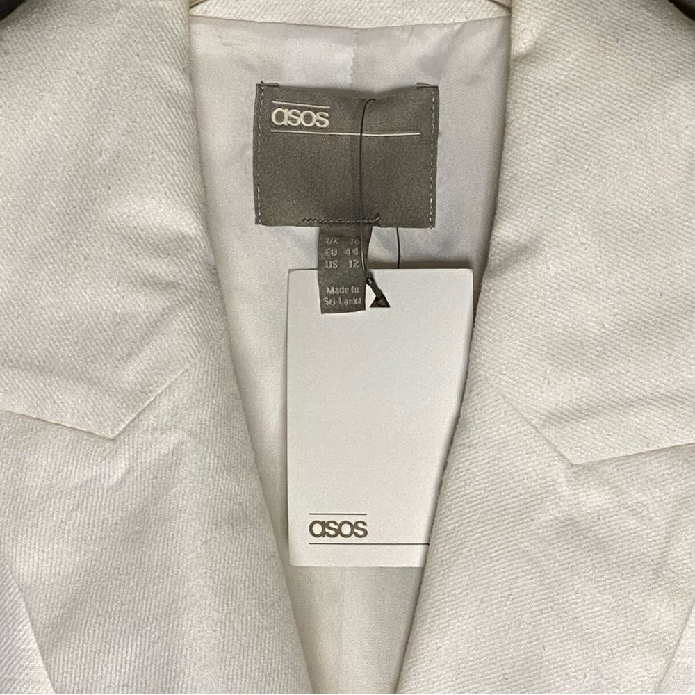 ASOS White Linen Blazer – Size 12 – NWT – Lightweight Summer Layer - Picture 3 of 6